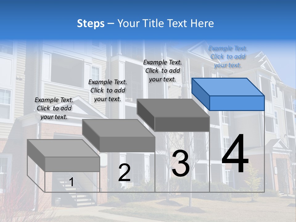A Group Of Apartment Buildings With Stairs Leading Up To Them PowerPoint Template