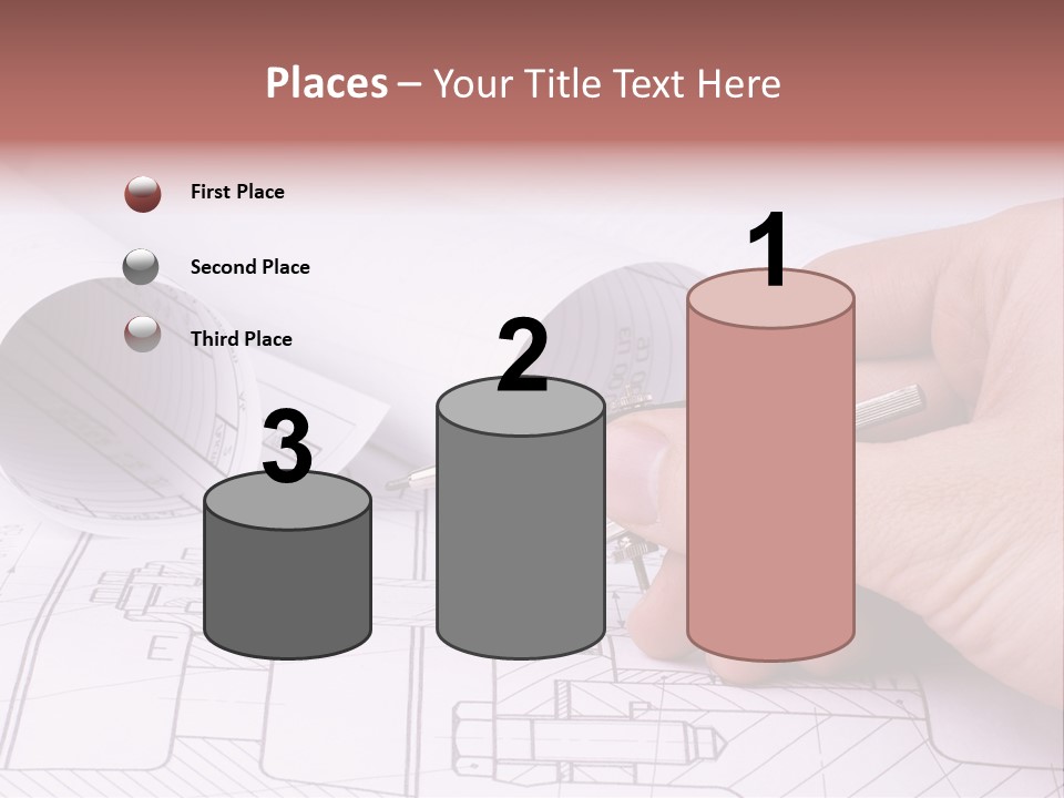 A Hand Holding A Pair Of Scissors Over A Blueprint PowerPoint Template