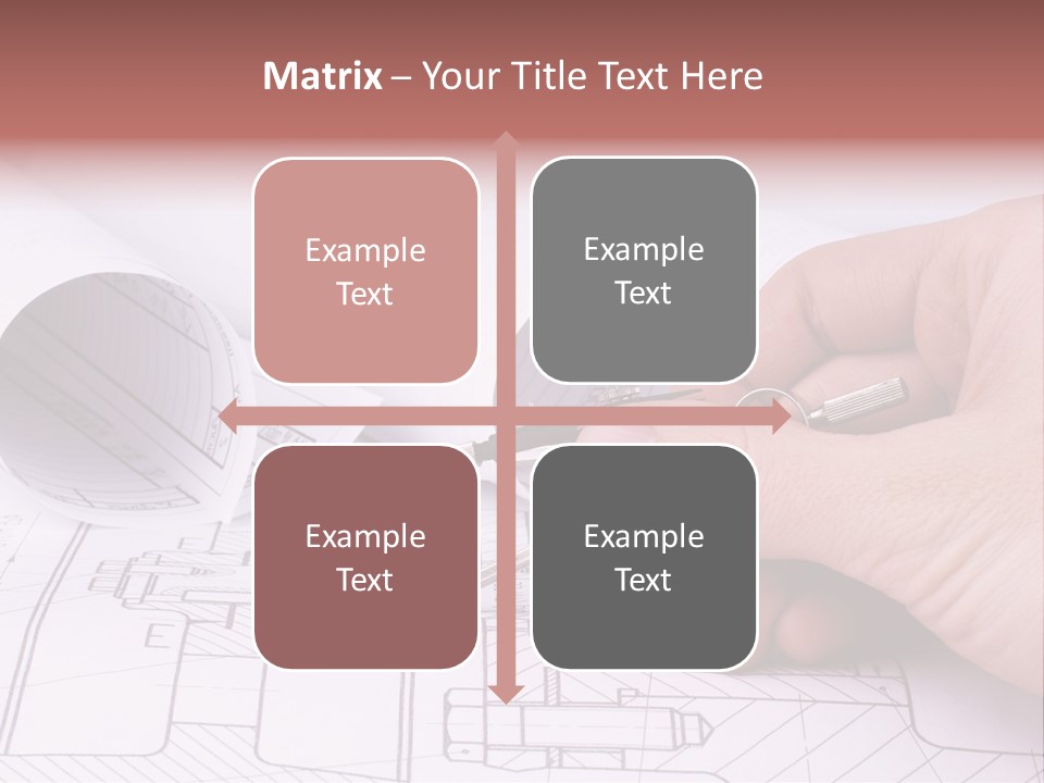 A Hand Holding A Pair Of Scissors Over A Blueprint PowerPoint Template