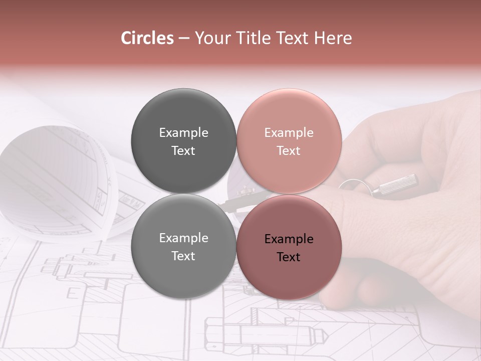 A Hand Holding A Pair Of Scissors Over A Blueprint PowerPoint Template