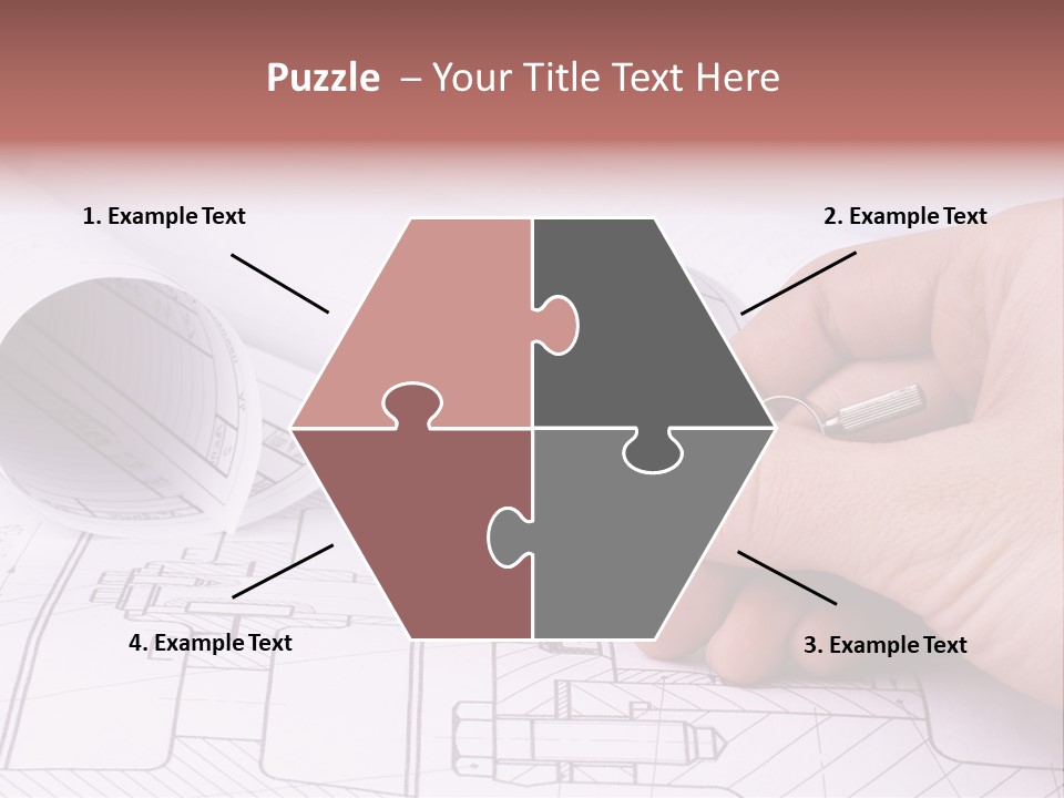 A Hand Holding A Pair Of Scissors Over A Blueprint PowerPoint Template