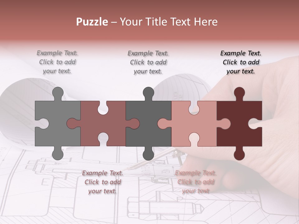 A Hand Holding A Pair Of Scissors Over A Blueprint PowerPoint Template