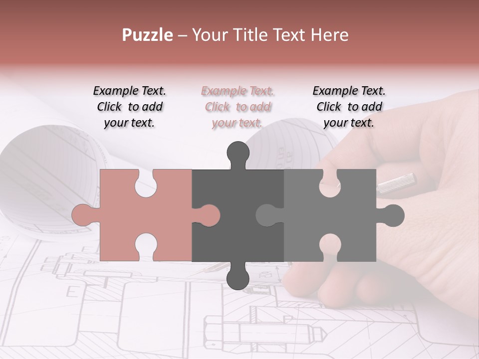 A Hand Holding A Pair Of Scissors Over A Blueprint PowerPoint Template