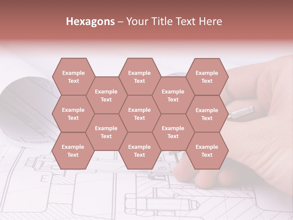 A Hand Holding A Pair Of Scissors Over A Blueprint PowerPoint Template