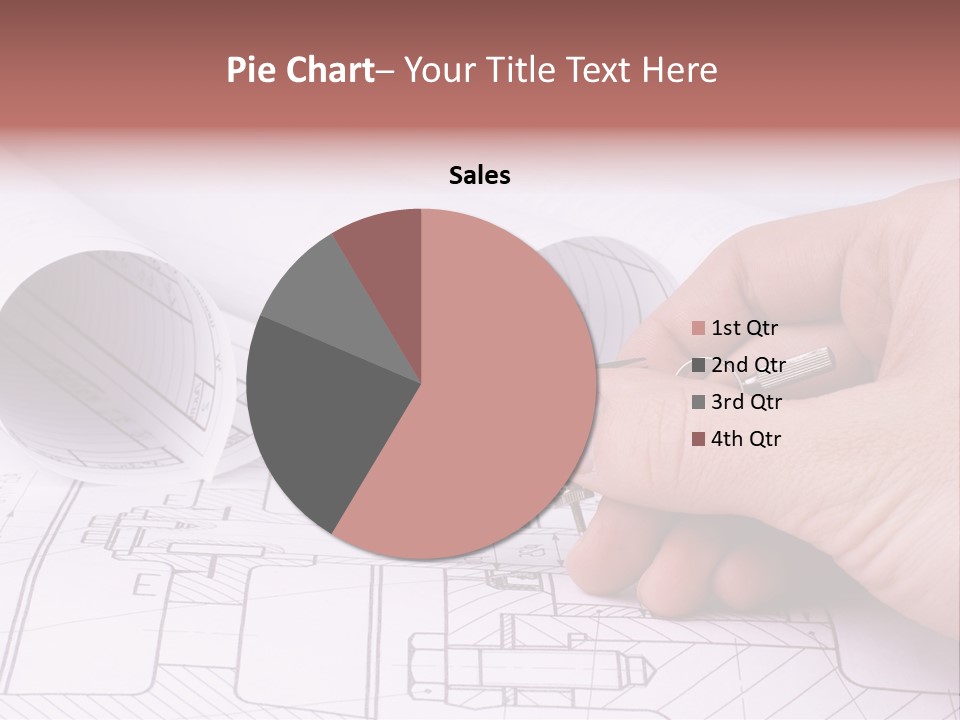 A Hand Holding A Pair Of Scissors Over A Blueprint PowerPoint Template