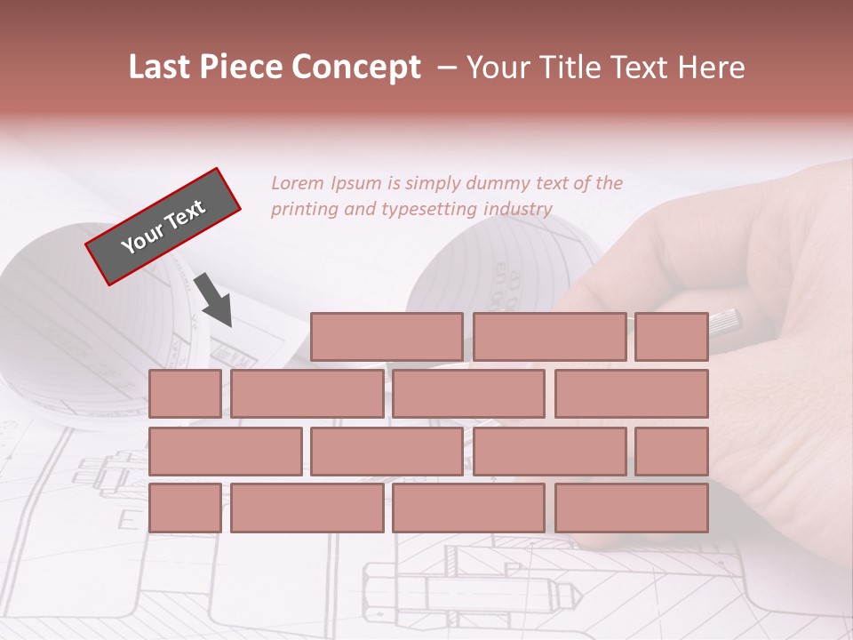 A Hand Holding A Pair Of Scissors Over A Blueprint PowerPoint Template