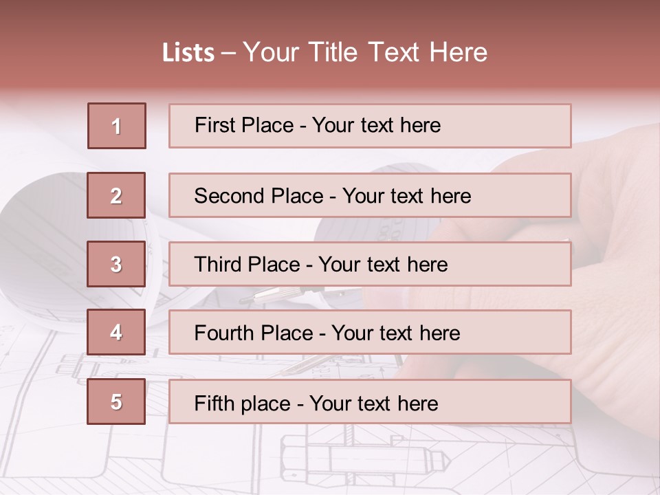A Hand Holding A Pair Of Scissors Over A Blueprint PowerPoint Template