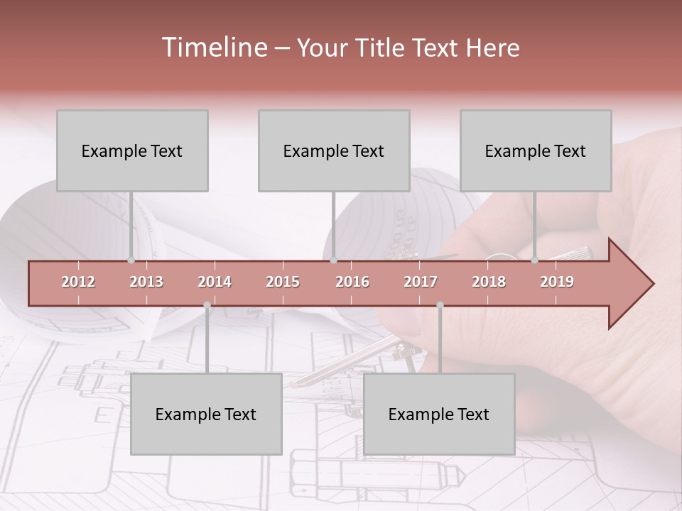 A Hand Holding A Pair Of Scissors Over A Blueprint PowerPoint Template