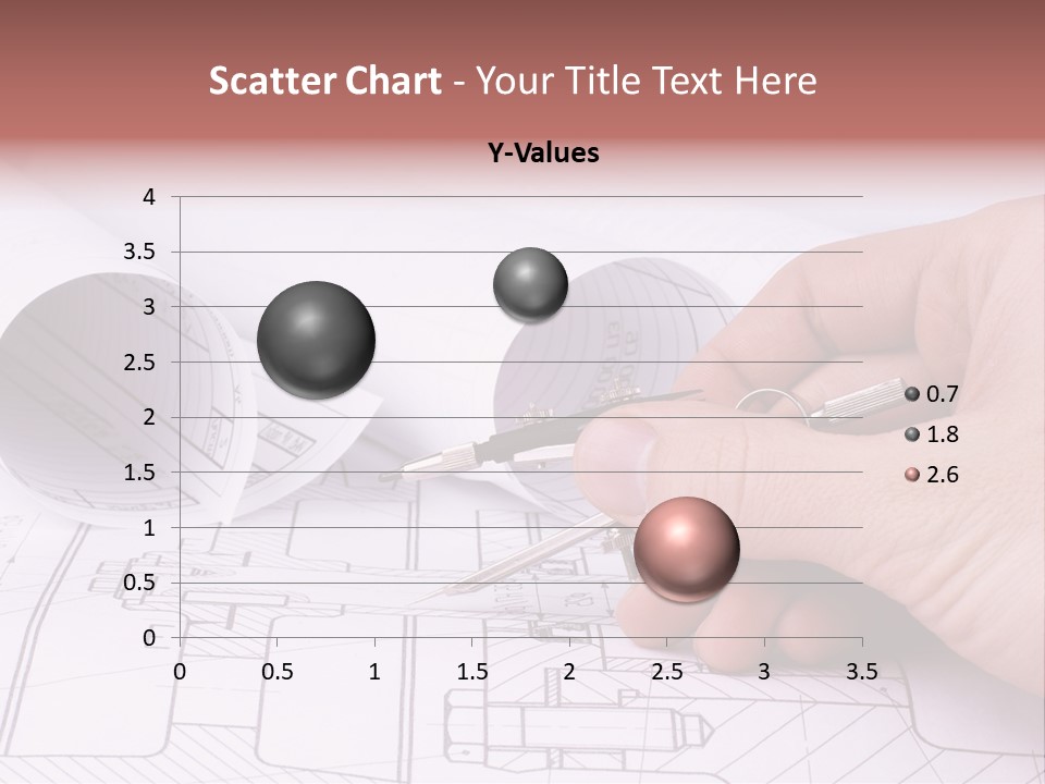 A Hand Holding A Pair Of Scissors Over A Blueprint PowerPoint Template