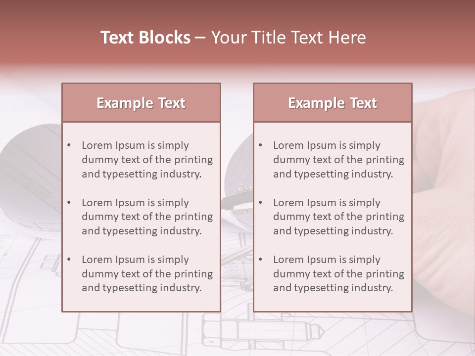 A Hand Holding A Pair Of Scissors Over A Blueprint PowerPoint Template