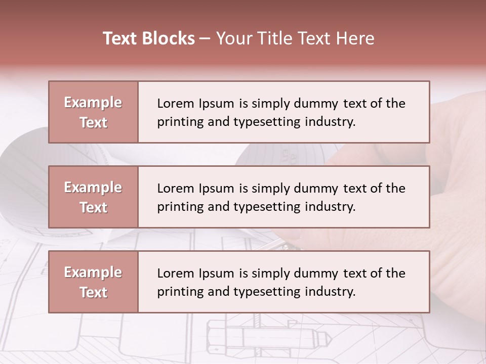 A Hand Holding A Pair Of Scissors Over A Blueprint PowerPoint Template