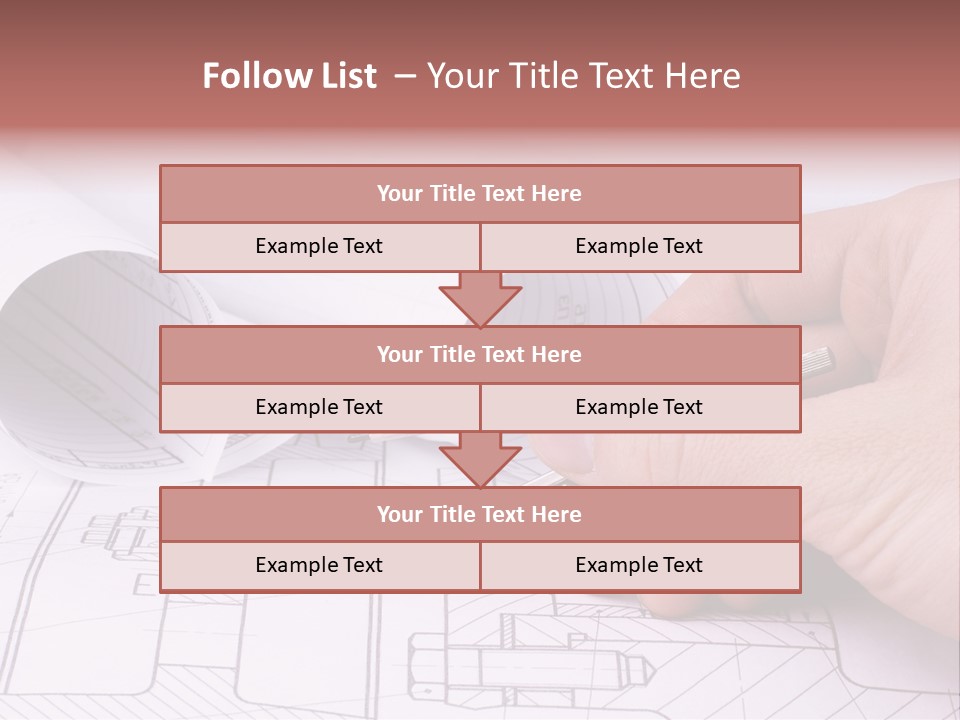 A Hand Holding A Pair Of Scissors Over A Blueprint PowerPoint Template