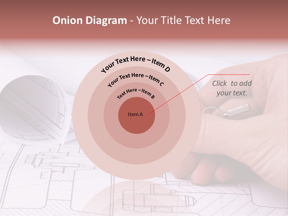 A Hand Holding A Pair Of Scissors Over A Blueprint PowerPoint Template