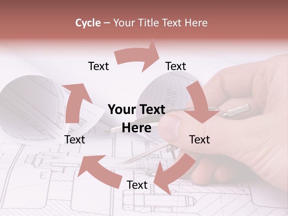 A Hand Holding A Pair Of Scissors Over A Blueprint PowerPoint Template