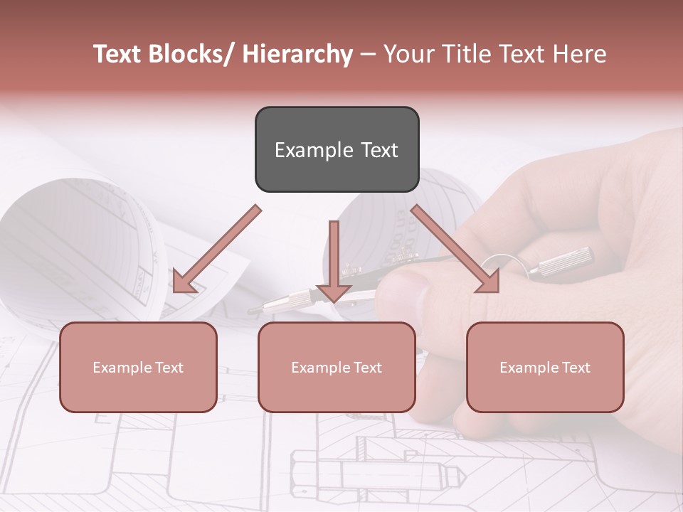 A Hand Holding A Pair Of Scissors Over A Blueprint PowerPoint Template