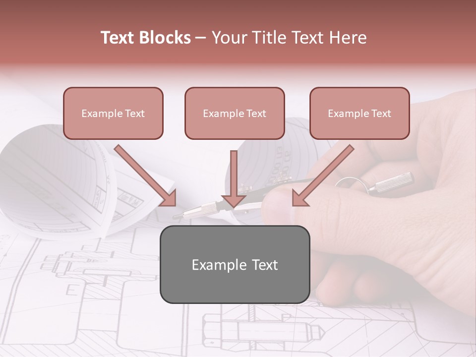 A Hand Holding A Pair Of Scissors Over A Blueprint PowerPoint Template