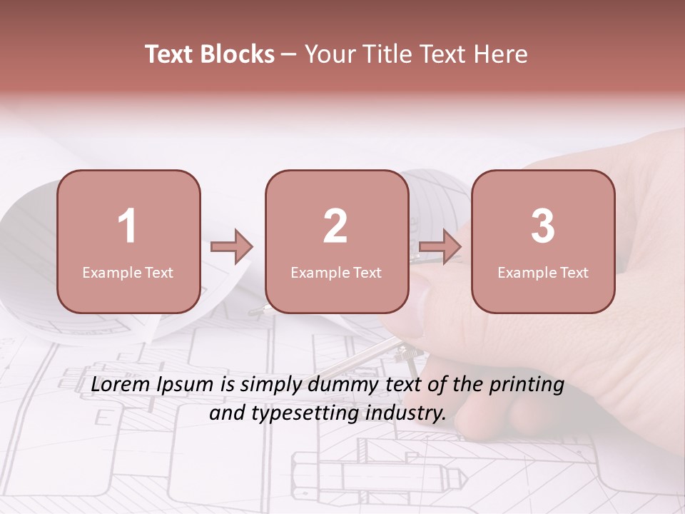 A Hand Holding A Pair Of Scissors Over A Blueprint PowerPoint Template