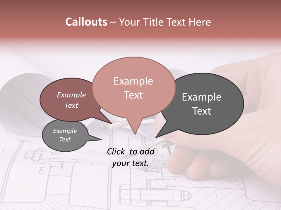 A Hand Holding A Pair Of Scissors Over A Blueprint PowerPoint Template