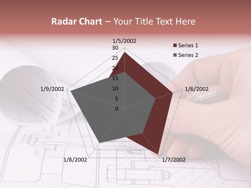 A Hand Holding A Pair Of Scissors Over A Blueprint PowerPoint Template