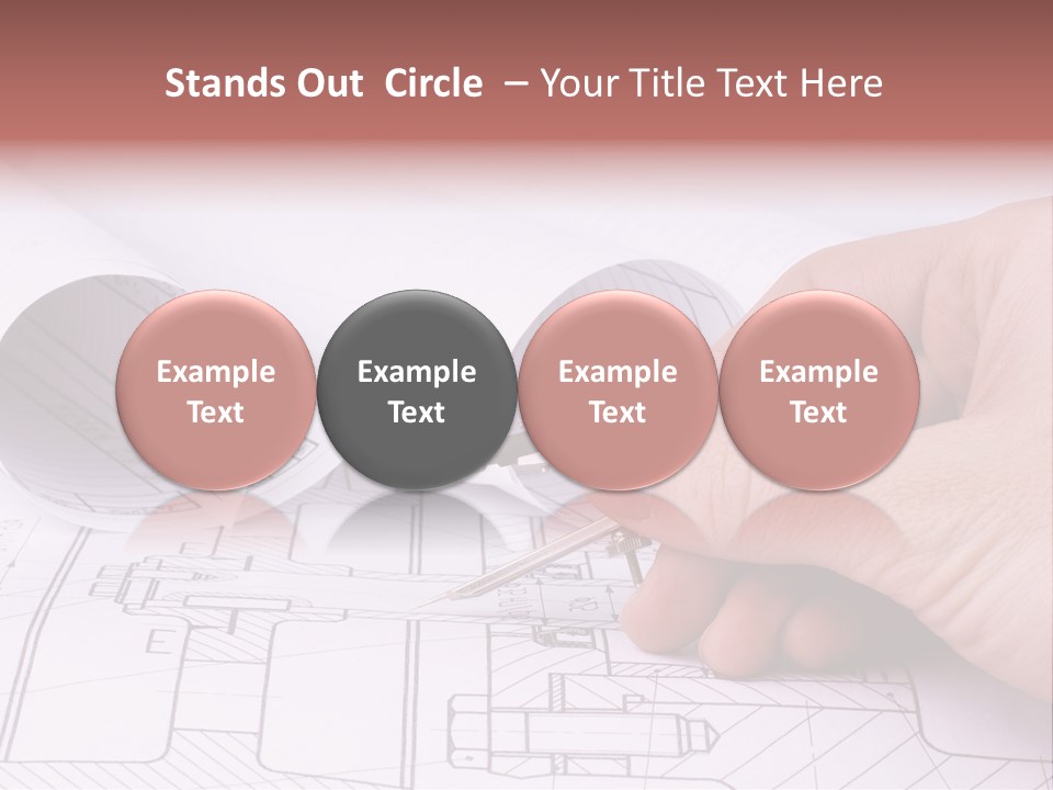 A Hand Holding A Pair Of Scissors Over A Blueprint PowerPoint Template