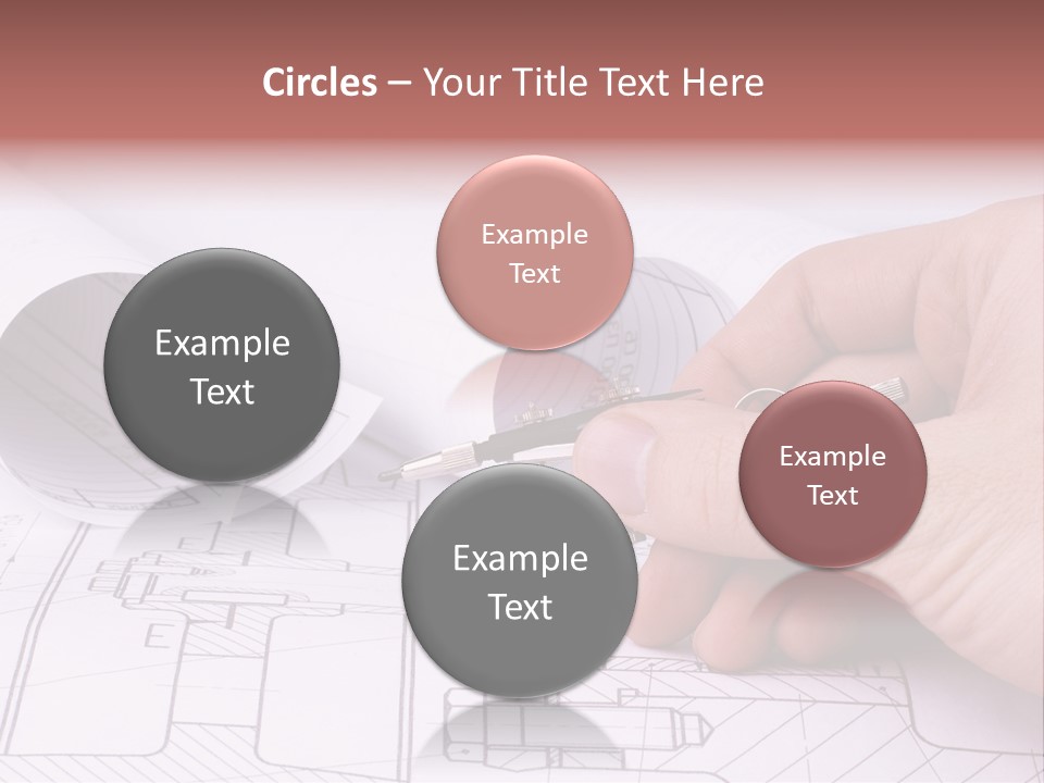 A Hand Holding A Pair Of Scissors Over A Blueprint PowerPoint Template