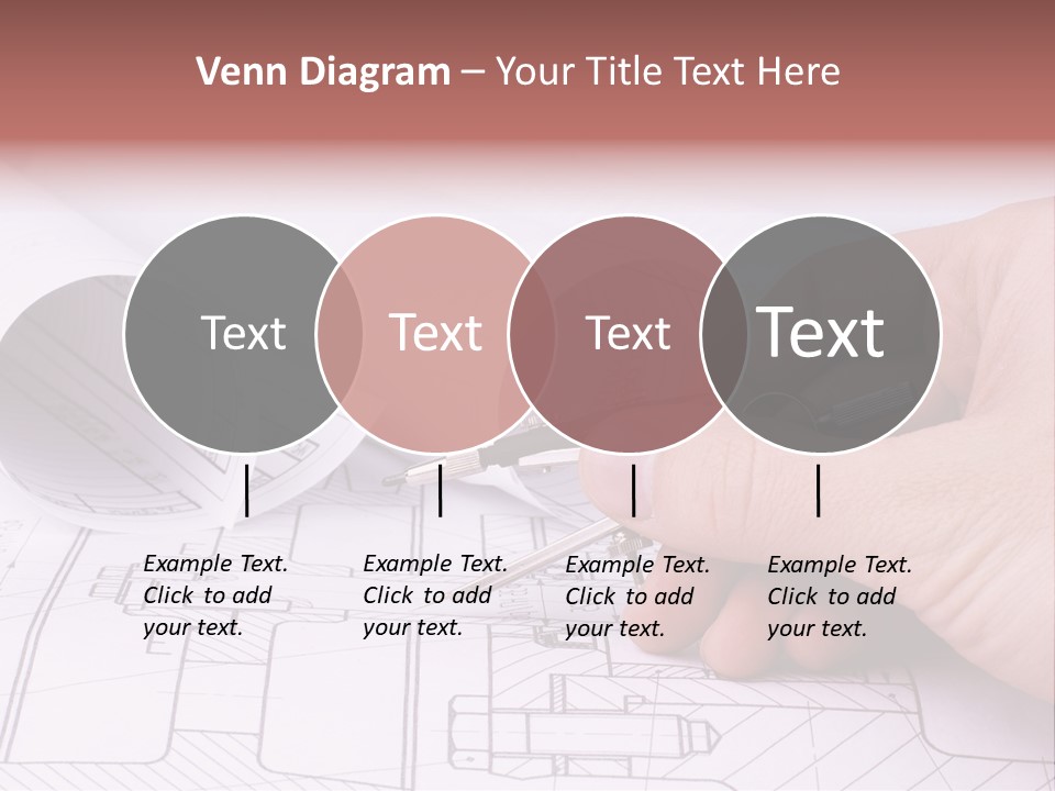 A Hand Holding A Pair Of Scissors Over A Blueprint PowerPoint Template