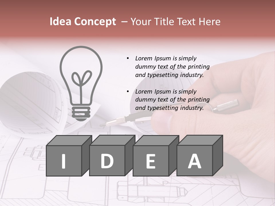A Hand Holding A Pair Of Scissors Over A Blueprint PowerPoint Template