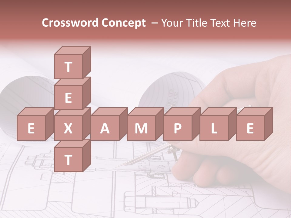 A Hand Holding A Pair Of Scissors Over A Blueprint PowerPoint Template