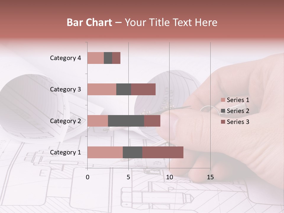 A Hand Holding A Pair Of Scissors Over A Blueprint PowerPoint Template