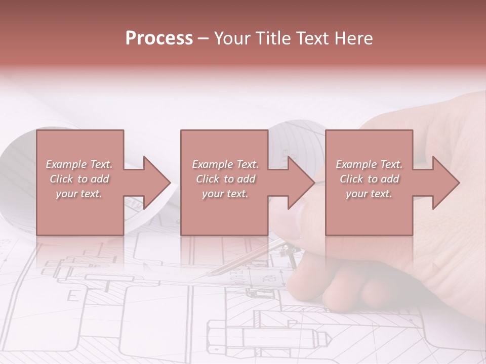 A Hand Holding A Pair Of Scissors Over A Blueprint PowerPoint Template