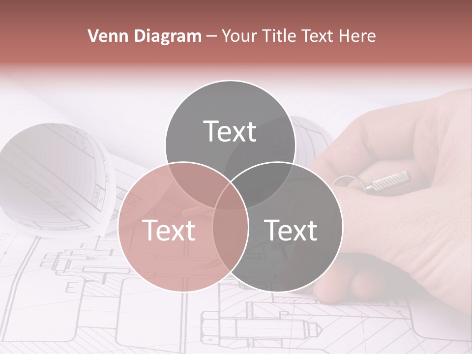 A Hand Holding A Pair Of Scissors Over A Blueprint PowerPoint Template