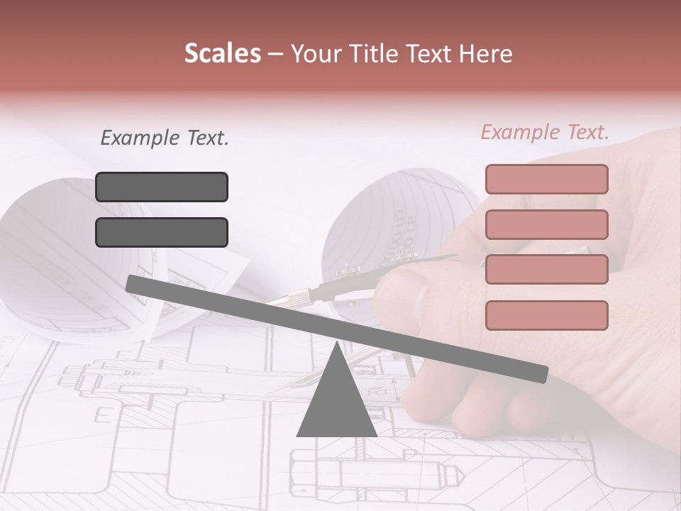 A Hand Holding A Pair Of Scissors Over A Blueprint PowerPoint Template