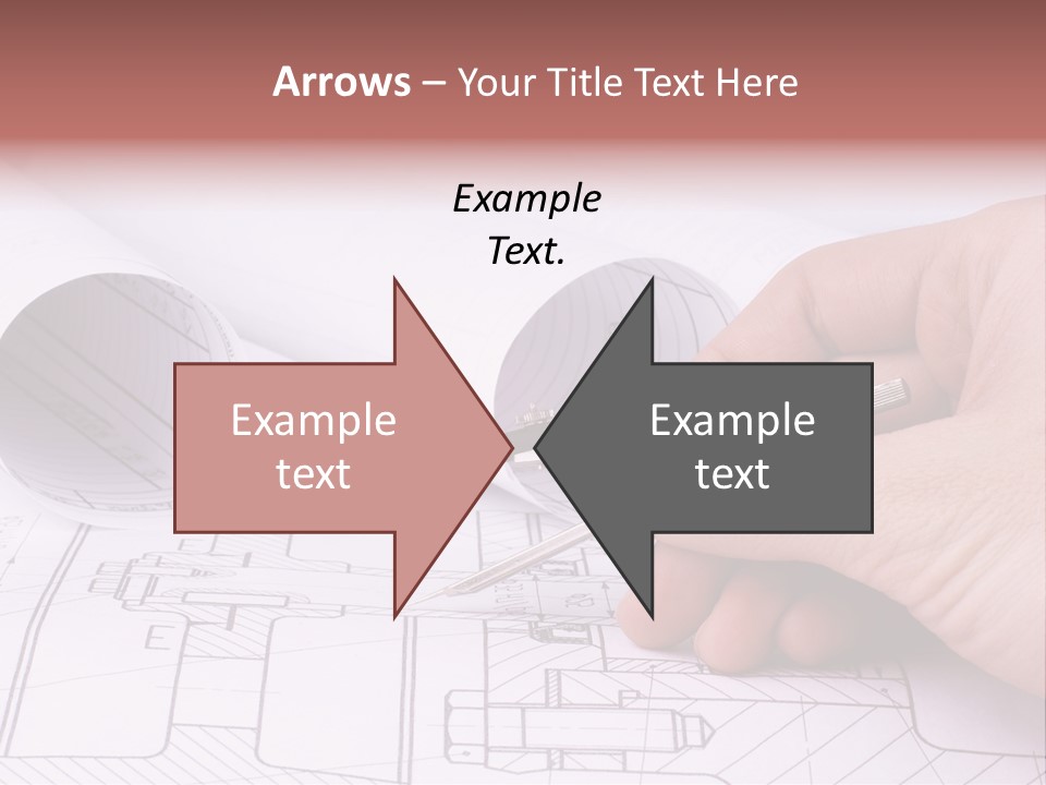 A Hand Holding A Pair Of Scissors Over A Blueprint PowerPoint Template