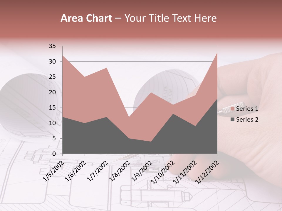 A Hand Holding A Pair Of Scissors Over A Blueprint PowerPoint Template