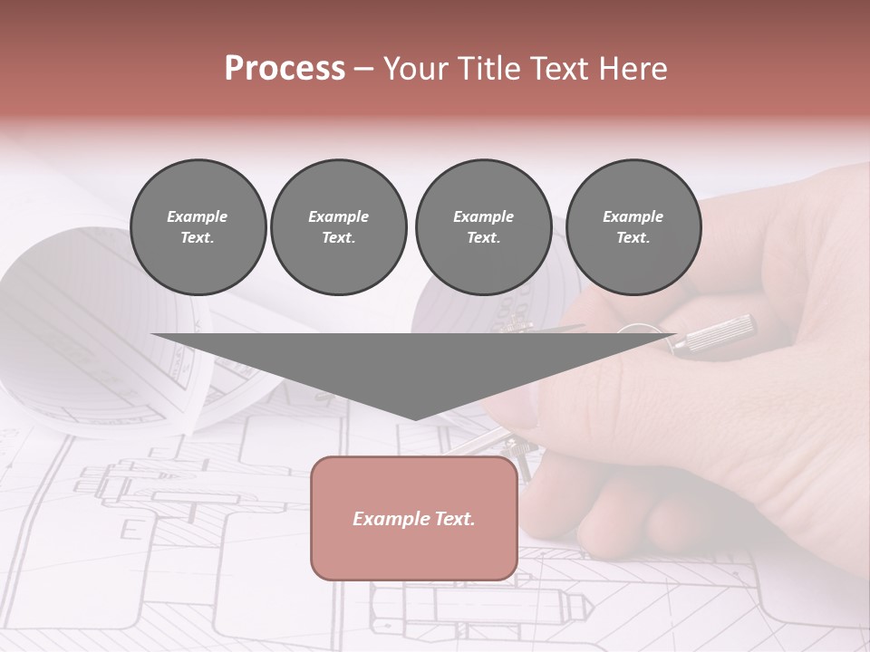 A Hand Holding A Pair Of Scissors Over A Blueprint PowerPoint Template
