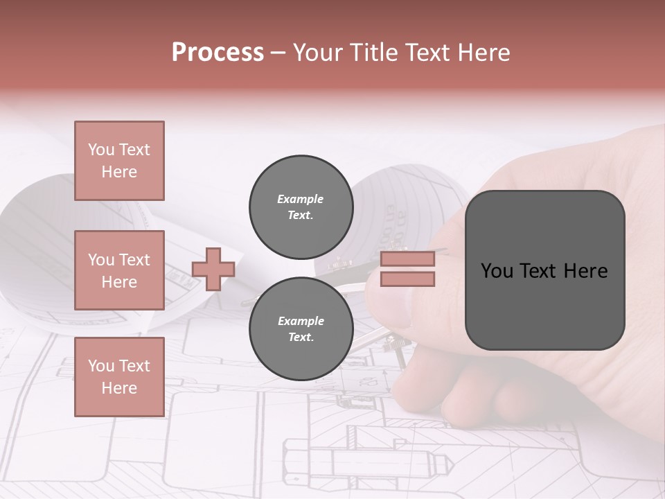 A Hand Holding A Pair Of Scissors Over A Blueprint PowerPoint Template
