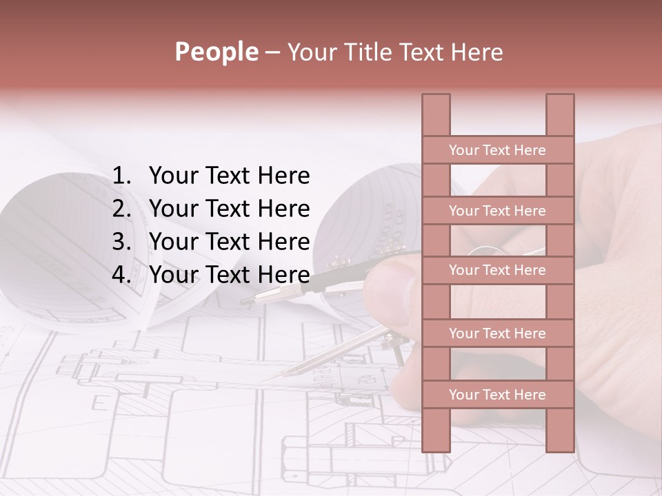A Hand Holding A Pair Of Scissors Over A Blueprint PowerPoint Template