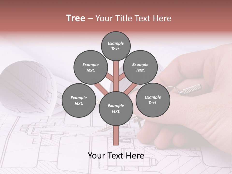 A Hand Holding A Pair Of Scissors Over A Blueprint PowerPoint Template