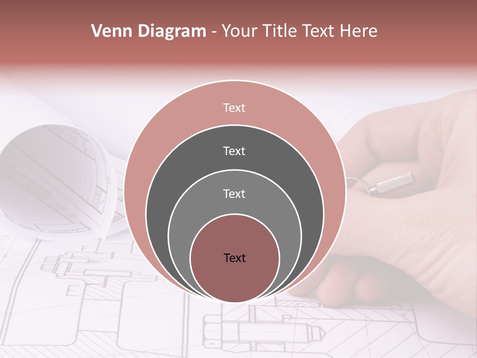 A Hand Holding A Pair Of Scissors Over A Blueprint PowerPoint Template