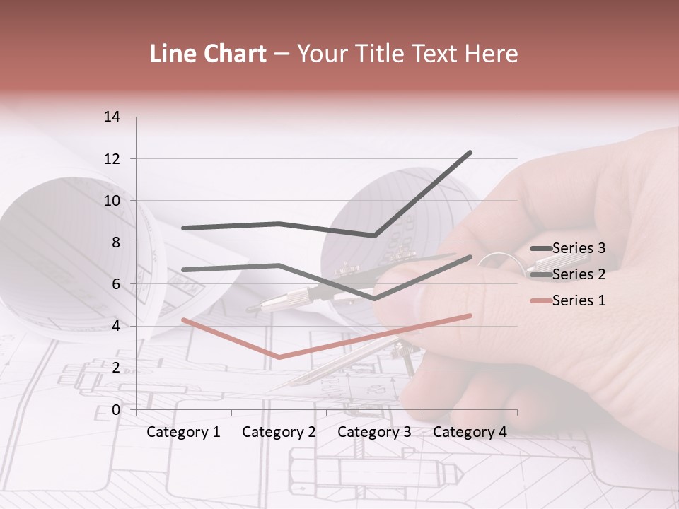 A Hand Holding A Pair Of Scissors Over A Blueprint PowerPoint Template