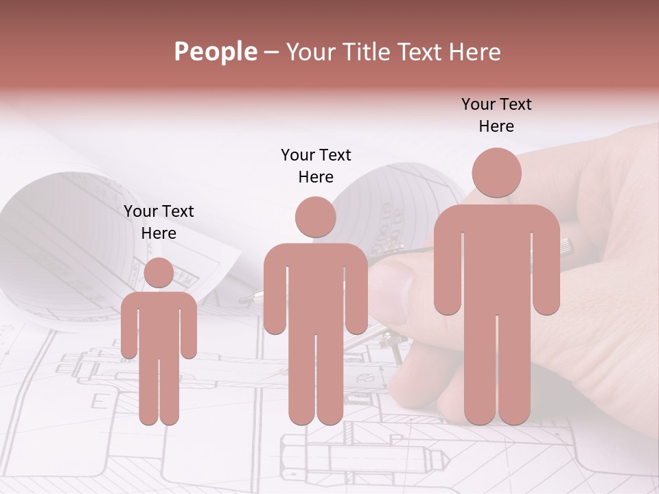 A Hand Holding A Pair Of Scissors Over A Blueprint PowerPoint Template