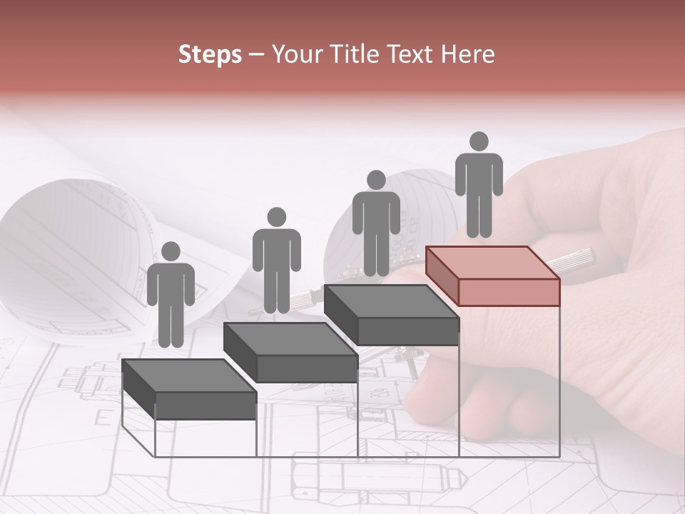 A Hand Holding A Pair Of Scissors Over A Blueprint PowerPoint Template