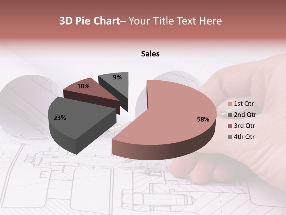 A Hand Holding A Pair Of Scissors Over A Blueprint PowerPoint Template