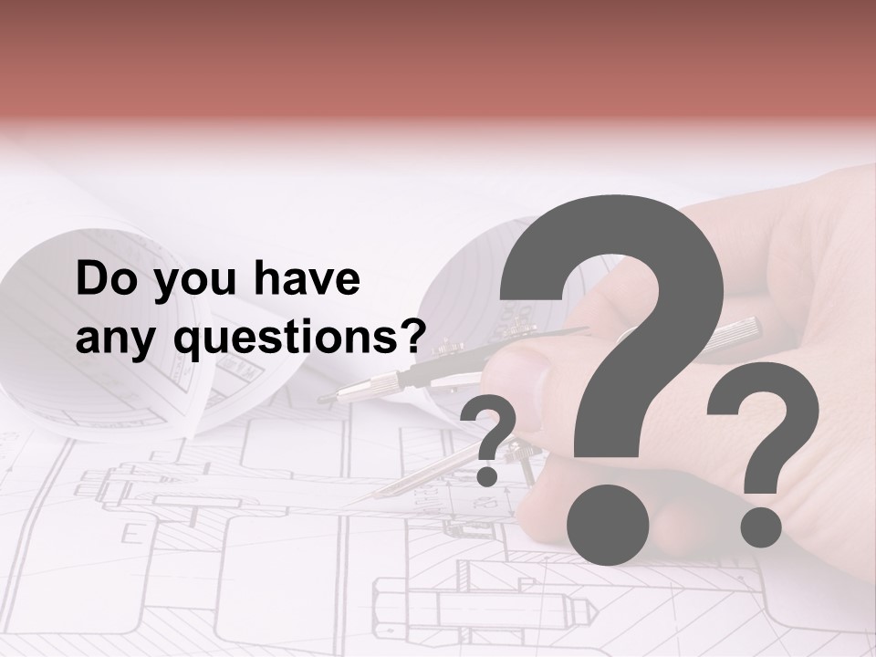 A Hand Holding A Pair Of Scissors Over A Blueprint PowerPoint Template