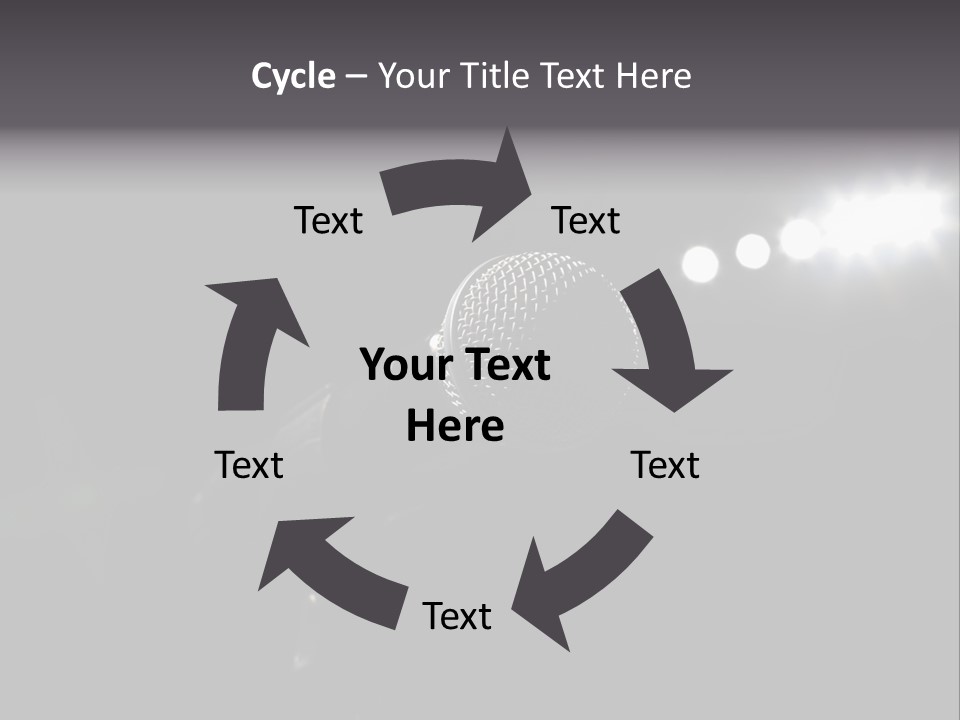 A Microphone In Front Of A Stage With Spotlights PowerPoint Template