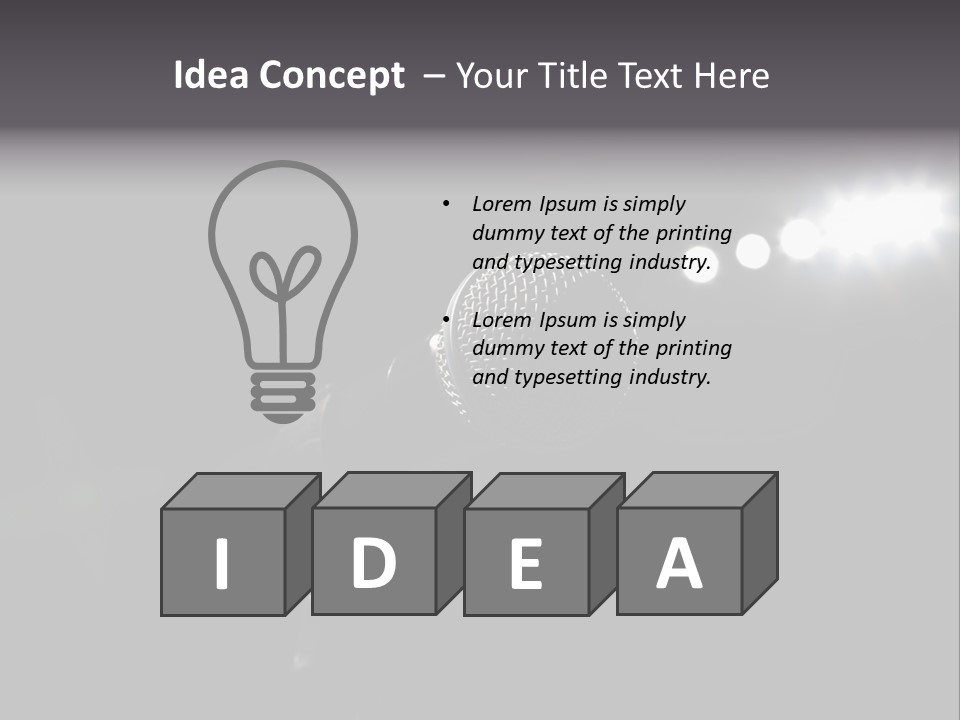 A Microphone In Front Of A Stage With Spotlights PowerPoint Template