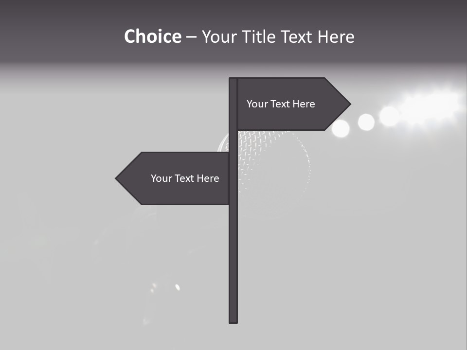 A Microphone In Front Of A Stage With Spotlights PowerPoint Template