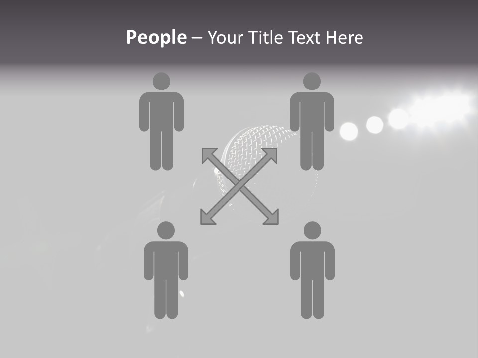 A Microphone In Front Of A Stage With Spotlights PowerPoint Template