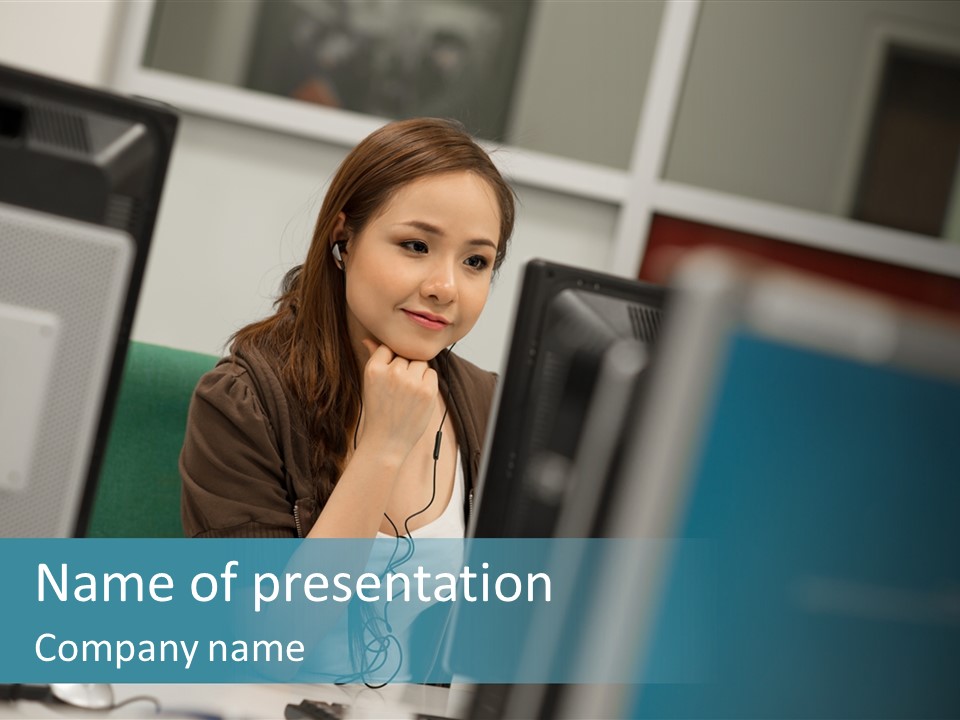 Desktop College Monitor PowerPoint Template