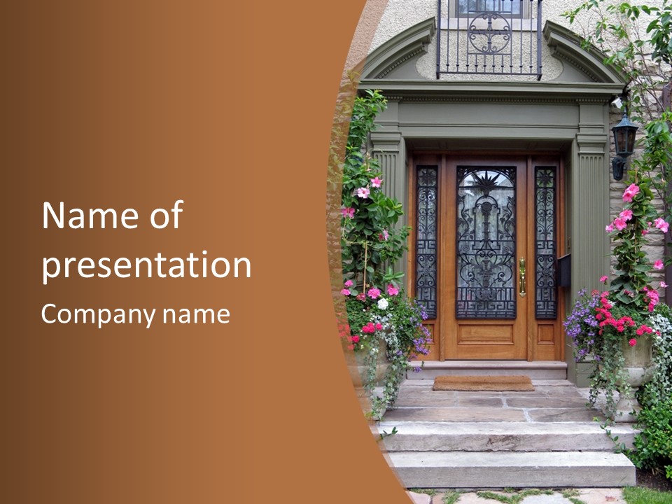 Front House Front Door PowerPoint Template